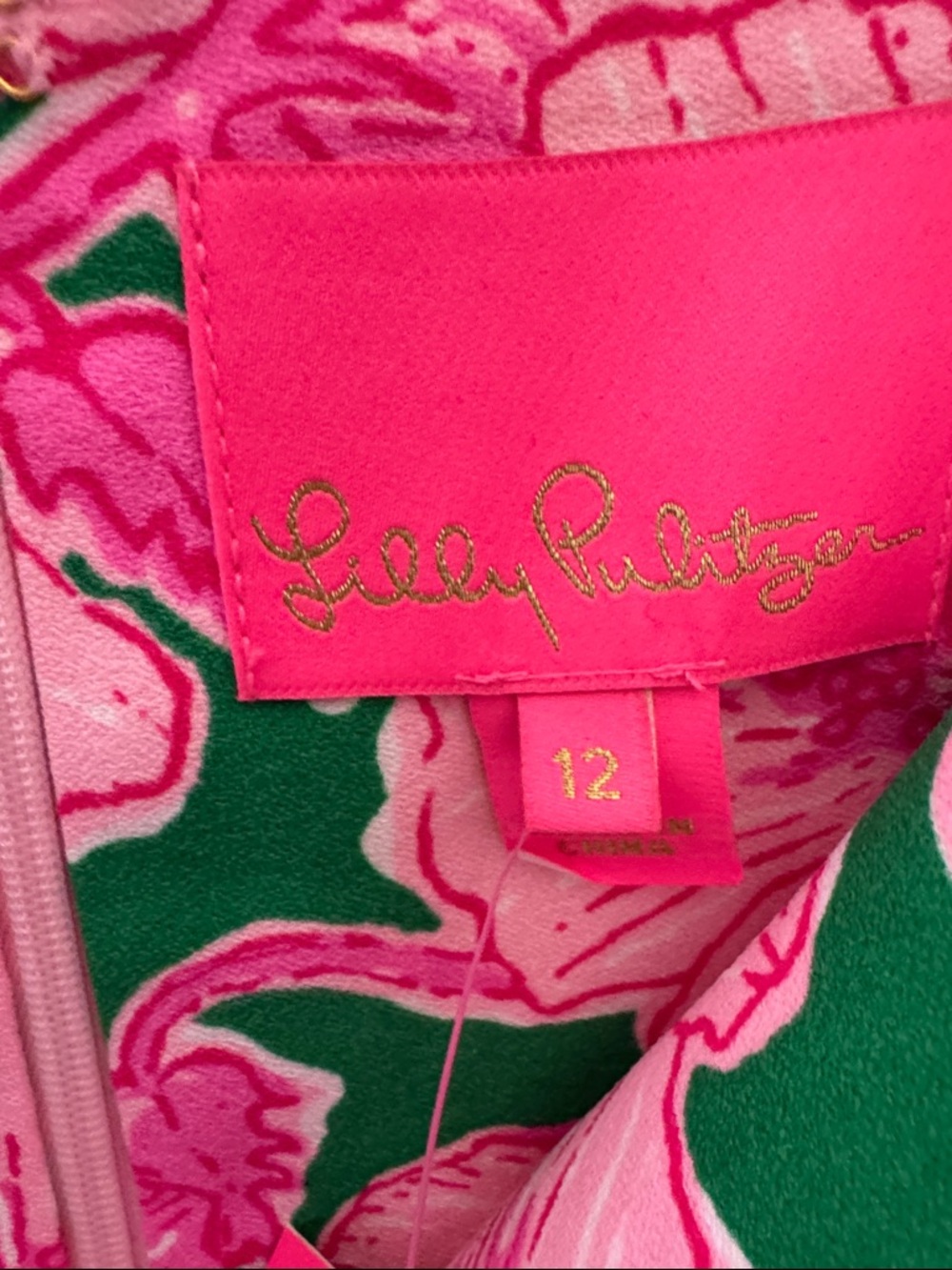 Lilly Pulitzer Pink & Green Sleeveless Floral Top with Embellished Neckline - Picture 3 of 7